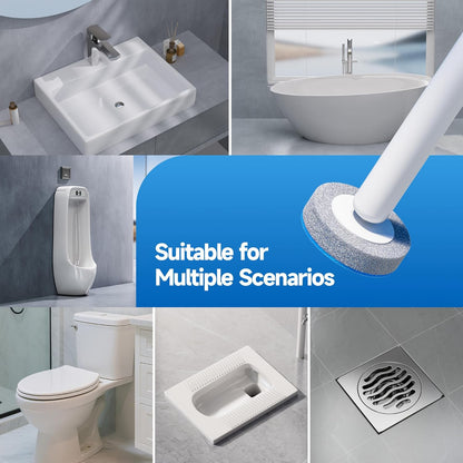 Disposable Toilet Brush and Holder Set - Hands-Free Eject Sponge Toilet Wand with Floor Standing Caddy, Secure-Lock Hangable Toilet Scrubber