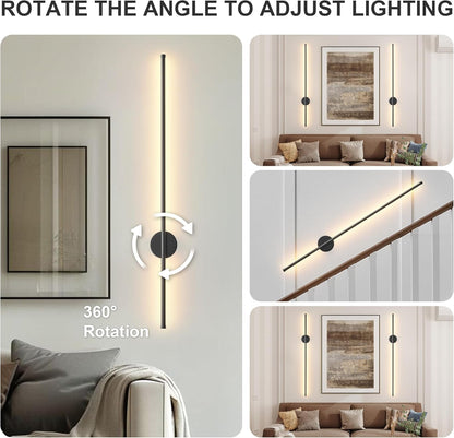 Battery Operated Modern Wall Sconces, Dimmable Wireless Wall Light Set of Two with Remote Control, 3 Color Temperatures, Rechargeable LED Wall Sconce for Bedroom, Living Room, Hallway, 23.6 Inch Brass