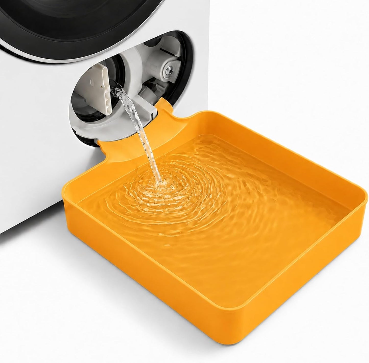 Universal Front-Load Washing Machine Drain Pan, Washer Drain Funnel Tray for Filter Cleaning, Pump Maintenance, and Water Catching (White)