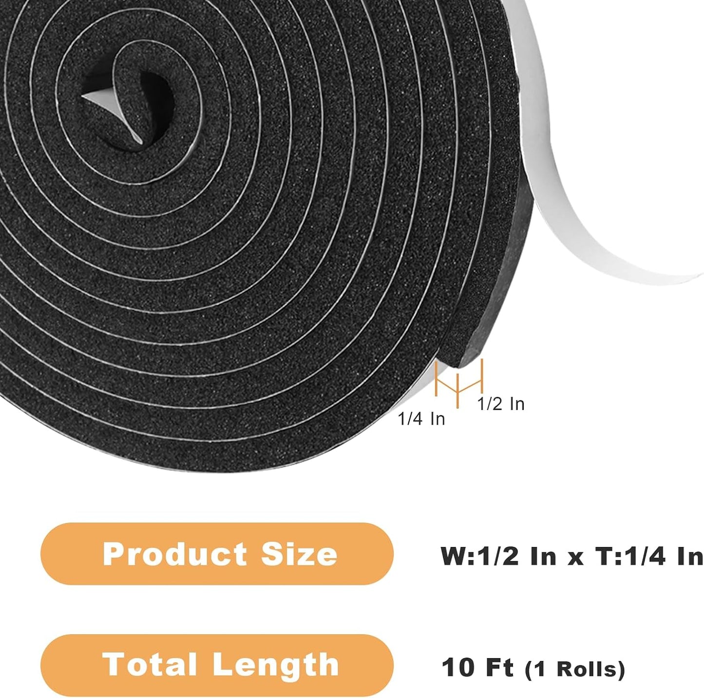 Weather Stripping Door Seal Strip for Doors and Windows, 1In x 1/8In x 33Ft x 2 Roll Foam Insulation Tape Self Adhesive,Sound Proof,Weatherstrip,Pipe Cooling, Air Conditioning Seal Strip - Colors A