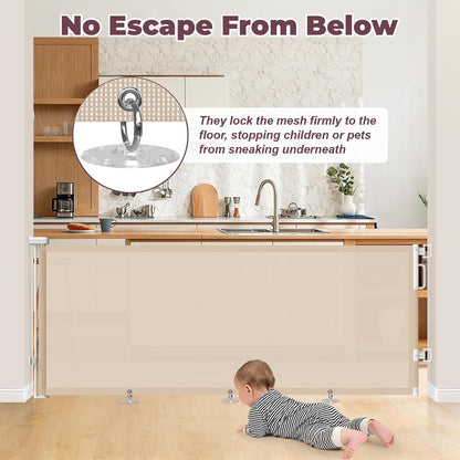 Retractable Baby Gates for Doorways, 58" Extra Wide Mesh Child Dog Gate for Stairs, 34" Tall Toddler Pet Gate Indoor and Outdoor, Easy Install, Essential for Home Safety, Black