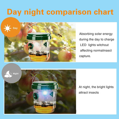 2026 New 3 Pack Wasp Traps Outdoor Hanging with LED Light,Reusable Yellow Jacket Traps with LED Light - Effective Carpenter Bee Catcher & Hornet Traps