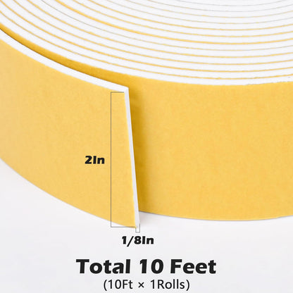 ToLanbbt White Door Window Weather Stripping Self Adhesive Foam Tape High Density Foam Sealing Strip Window Insulation Weatherproof Gasket Tape for Doors and Windows (1/2" W X 1/8" T X 16.5')