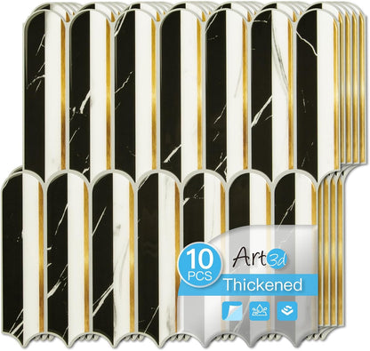 Art3d 12 x 12 Inch Heavy-Duty Peel and Stick Backsplash, Self-adhesive Wall Tiles for Kitchen Bathroom Decor, 10-Pack Dark Green
