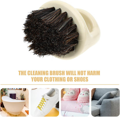 HOMSFOU Horsehair Shoe Cleaning Brush with Soft Bristles and Plastic Handle for Lint-Free Cleaning, Multipurpose Scrubbing Brush for Shoes and Clothes with Hanging Design