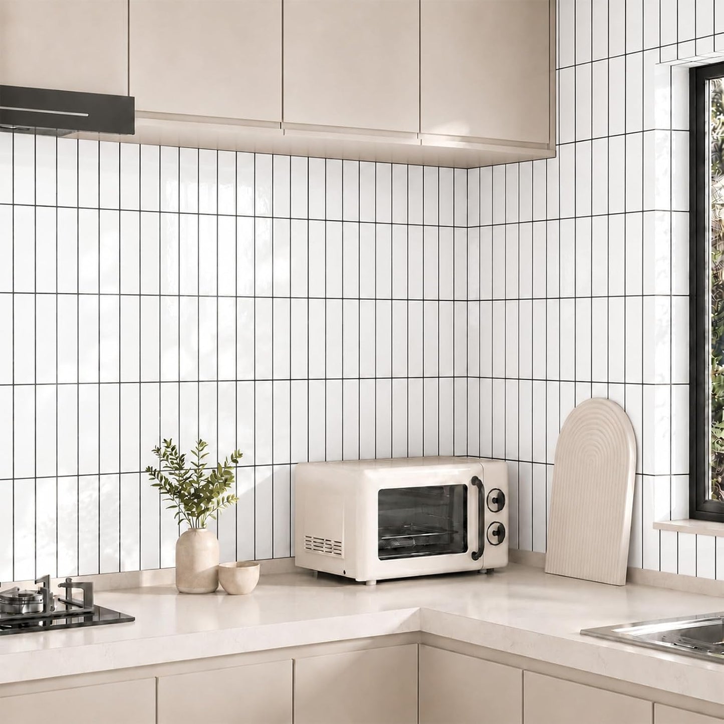 Peel and Stick Backsplash Tiles – Easy DIY Self-Adhesive Subway Wall Tiles, 10 Pack for Kitchen & Bathroom, 11.42'' x 9'' (White Grey)