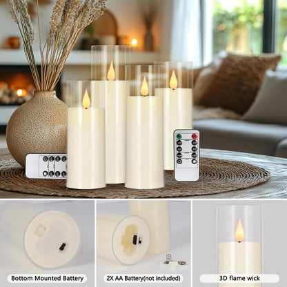 YOROXRG Set of 24 Waterproof Outdoor Flameless Candles, LED Candles with 4 Remote and Timer,(H 4" 5" 6" x D 2.2"),for Christmas,Halloween,Wedding,Festival