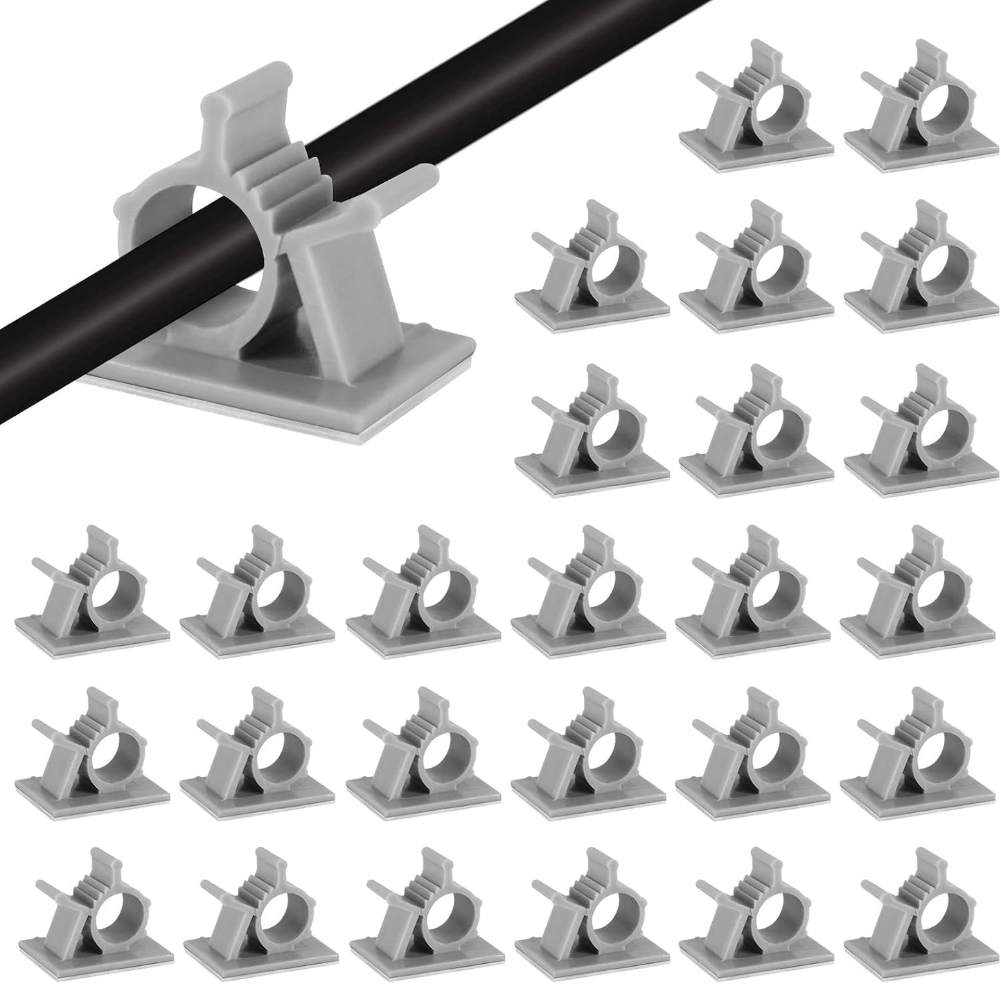 Viaky 30 Pcs Black Clips Self Adhesive Backed Nylon Wire Adjustable Cable Clips Adhesive Cable Management Drop Wire Holder
