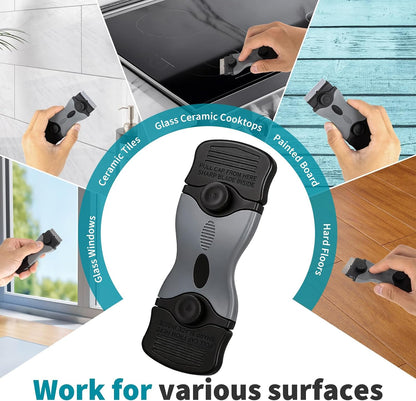 Oven Scraper for Cleaning, Glass Stove Top Scraper for Removes Tough Grease & Carbon Buildup, Multi-Purpose Glass Scraper Tool for Oven, Stovetop, Window, Tile, Floor 2 Pack