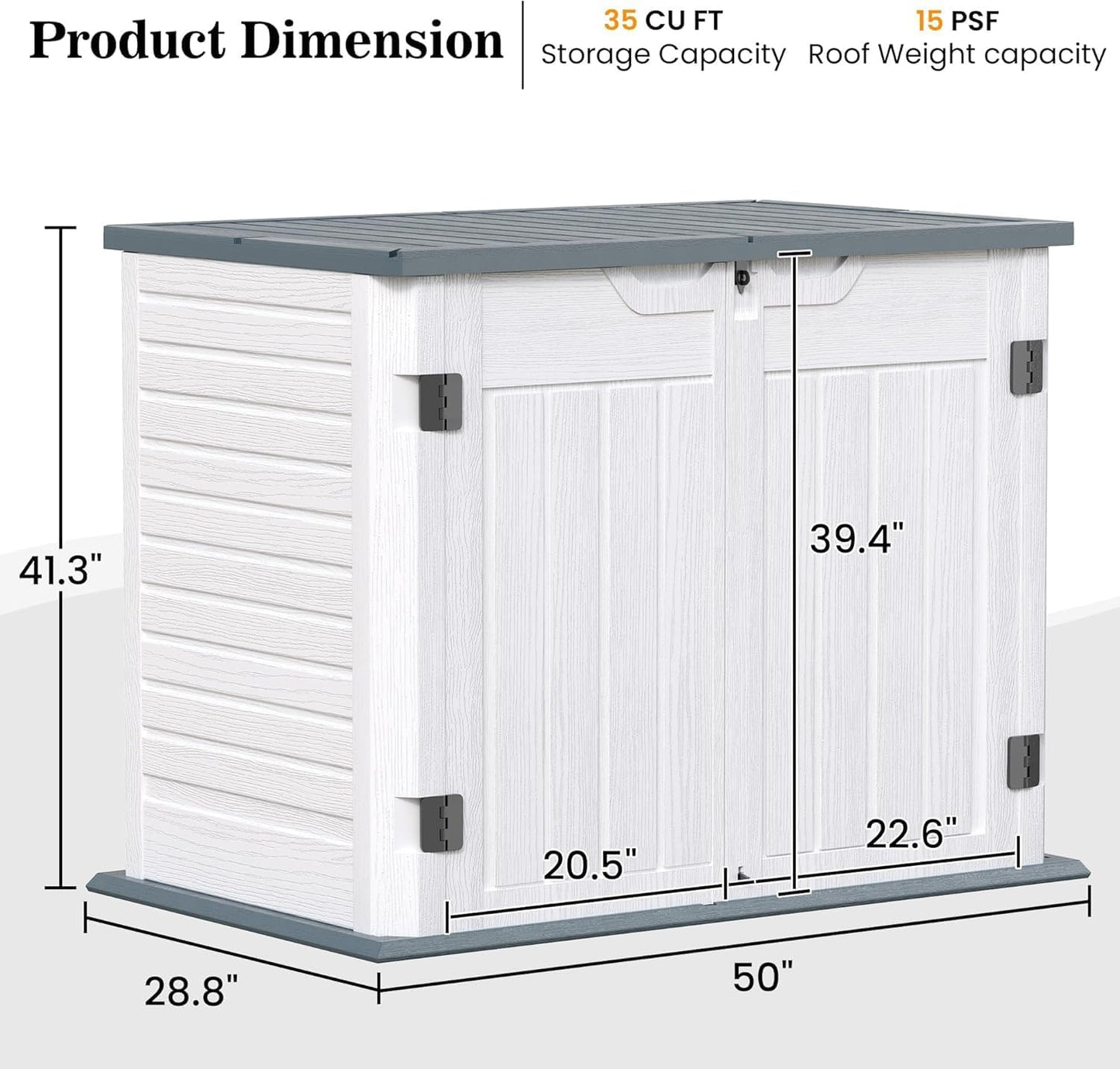 UDPATIO 120 Gallon Deck Box Outdoor Storage Box Lockable Waterproof Resin Indoor Outdoor Storage Container for Patio Cushions, Tools, Package Delivery Boxes for outside