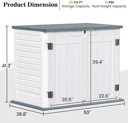 UDPATIO 120 Gallon Deck Box Outdoor Storage Box Lockable Waterproof Resin Indoor Outdoor Storage Container for Patio Cushions, Tools, Package Delivery Boxes for outside