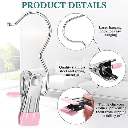 Yinder 150 Pcs Boot Hangers Clips Laundry Hooks Hanging Stainless Steel Clothes Pins Portable Clip Hangers for Closet Travel Socks Pants Handbags Hats Towels (Beige)