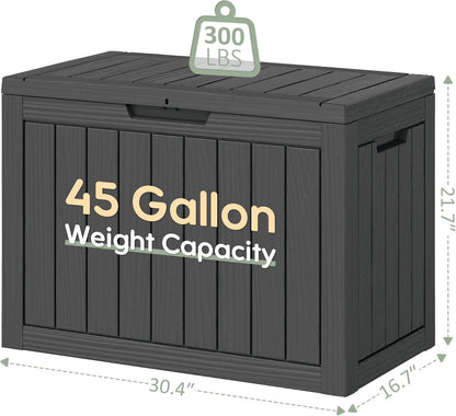 KAMABOKO 31 Gallon Outdoor Storage Box, Resin Deck Boxes Indoor and outdoor, Waterproof Storage Box Lockable Lid for Garden Tools, Package Delivery, Pool Supplies, Patio Cushions, Black