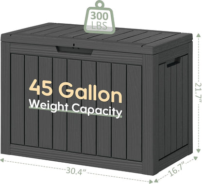 35 Gallon Outdoor Storage Box, Waterproof Resin Deck Box with Lockable Lid – Storage Cabinet for Patio Furniture, Pool Supplies, Garden Tools – Indoor & Outdoor Use