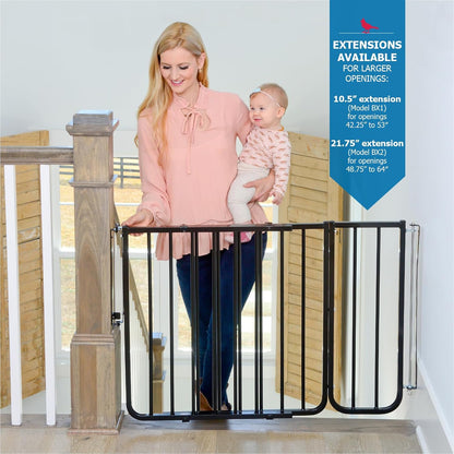Cardinal Gates SS30 Stairway Special Baby Gate for Top of Stairs - Adjustable Indoor Dog Gate - Aluminum Metal Safety Gate for Kids & Pets - 27 to 42.5 Inches Wide - White