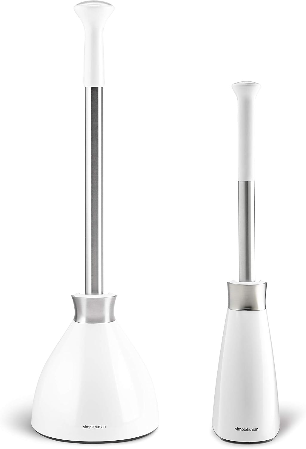simplehuman Toilet Brush with Caddy, Stainless Steel, White