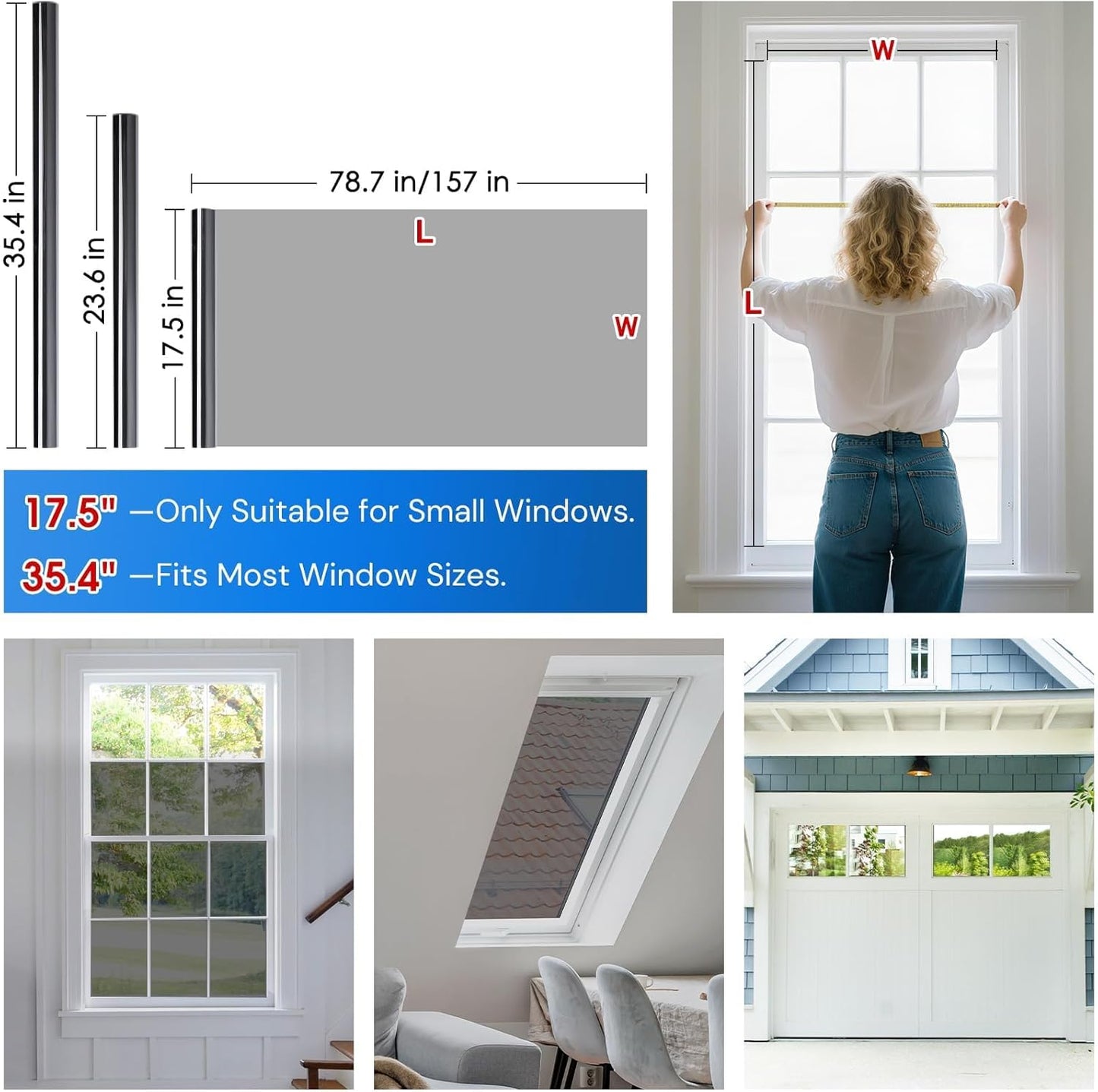 Homein Frosted Glass Window Privacy Film with Tools UV Blocking Privacy Film for Glass Windows, Static Cling No Glue Removable Reusable Anti Glare for Home Day and Night, Pure 17.5" x 78.7"