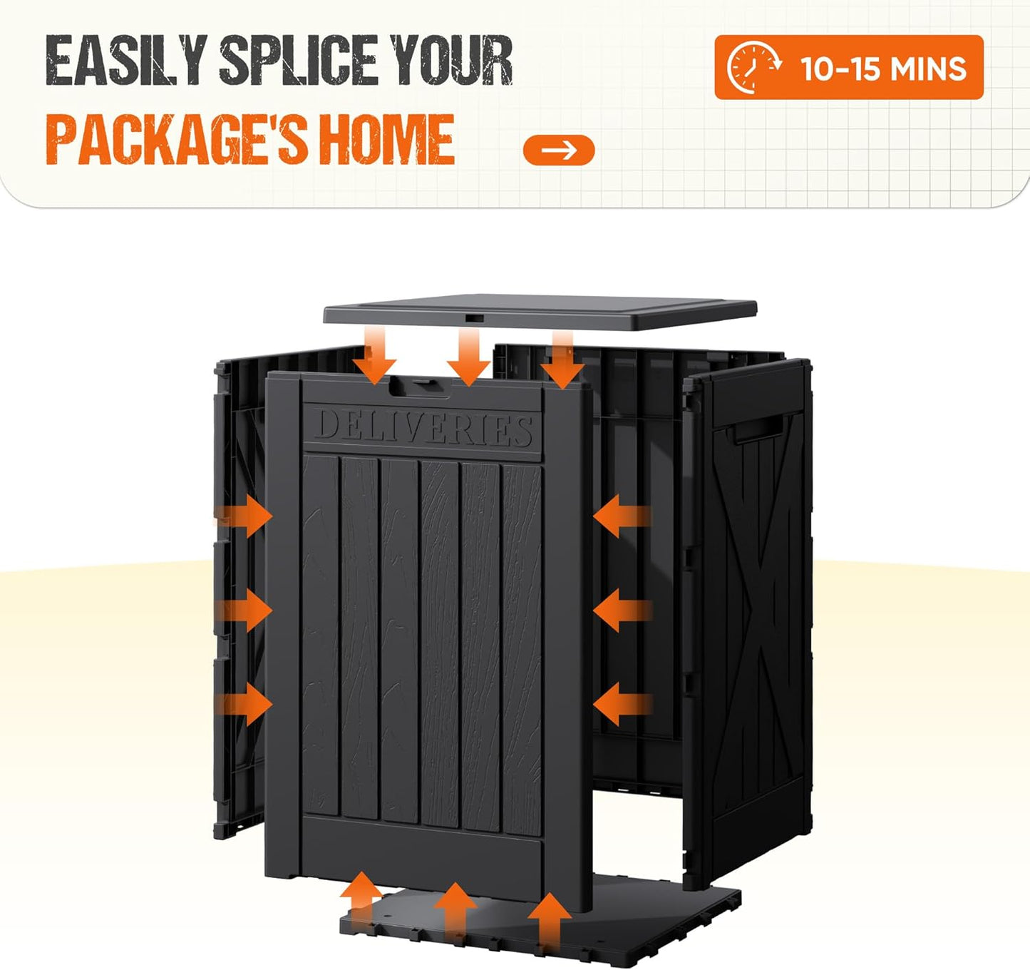 Flamaker Resin Deck Box 120 Gallon Waterproof Large Outdoor Indoor Storage Box Imitation Wood Resin for Patio Furniture Garden Tools and Pool (Black)