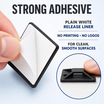 100 PCS 1" Adhesive Cable Tie Mounts – Strong Sticky Back Nylon Wire Holders for Cable Management in Home, Office, Car & Christmas Lights (BLACK-100)