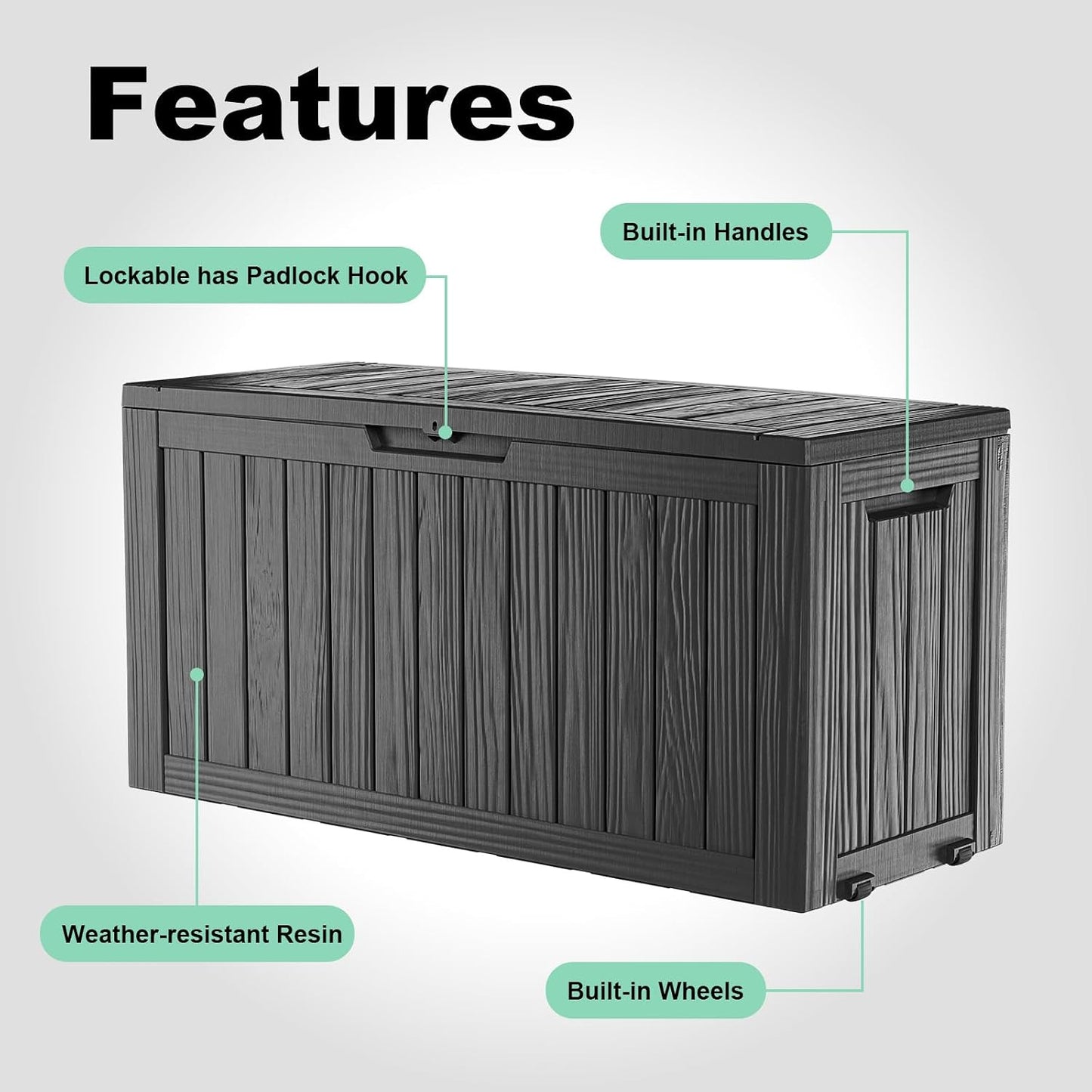 Package Delivery Box, Lockable Resin Outdoor Package, Waterproof Deck Box for Porches, Patios, Indoor & Outdoor Use (70 Gallon, Grey)