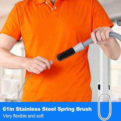 P Trap Cleaner Set,3 IN 1 P Trap Brush for Shower Kitchen Sink Bath Tub Bathroom,Including 20 Inch Drain Snake Remover,61 Inch Flexible Wire Brush,18 Inch All Bristle Brush