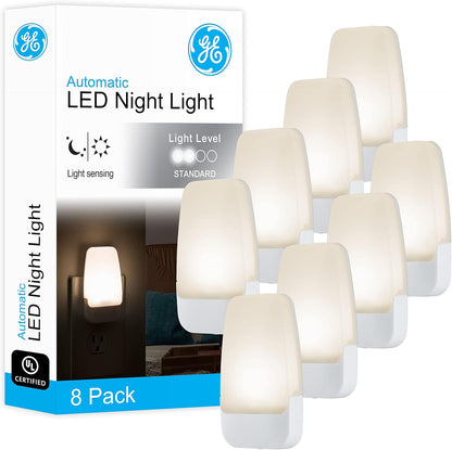 GE LED Night Light, Plug-in, Dusk to Dawn Sensor, Warm White, Ambient Lighting, Ideal Kids Adults Nightlight for Bedroom, Bathroom, Nursery, Hallway, Kitchen, 30966, 2 Pack