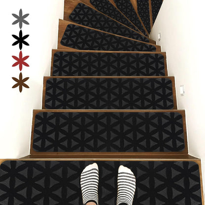 RIOLAND Stair Treads Carpet Non-Slip Indoor Stair Runners for Wooden Steps, Stair Rugs for Kids and Dogs, Set of 15, 8" X 30", Gray