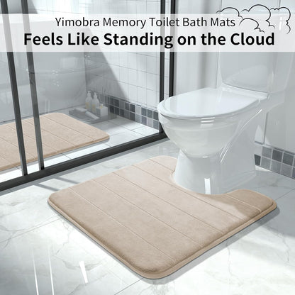 Yimobra Memory Foam Bath Mat, Super Soft Absorbent Bathroom Rug Non Slip, Quick Dry, Machine Washable Floor Carpet for Tub Shower, Home Decor Accessories, 24x17, Grey