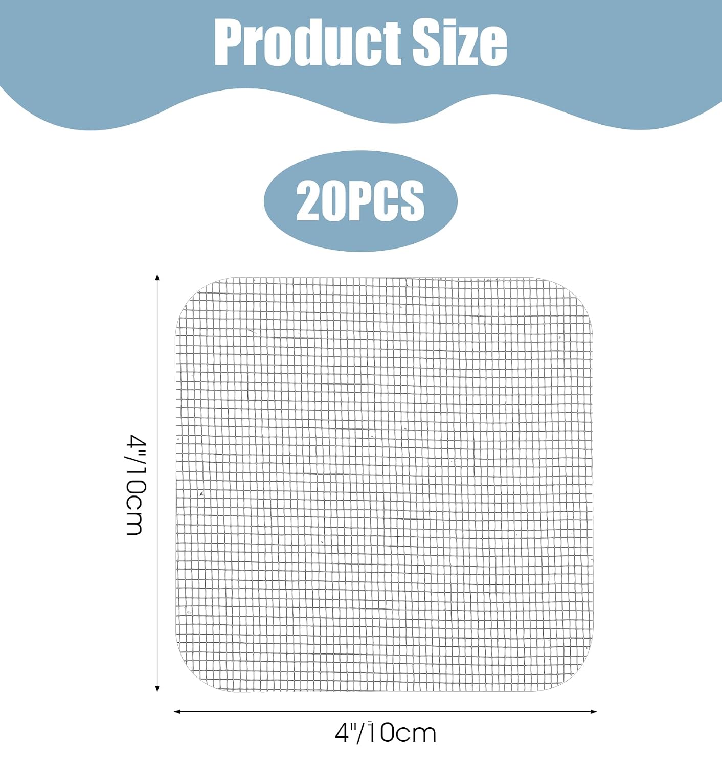 20 Pcs Screen Patches Self Adhesive, 4 x 4 Inches Stainless Steel Screen Repair Patches Kit for Window & Door Tears, Silver Rustproof Mesh Tape