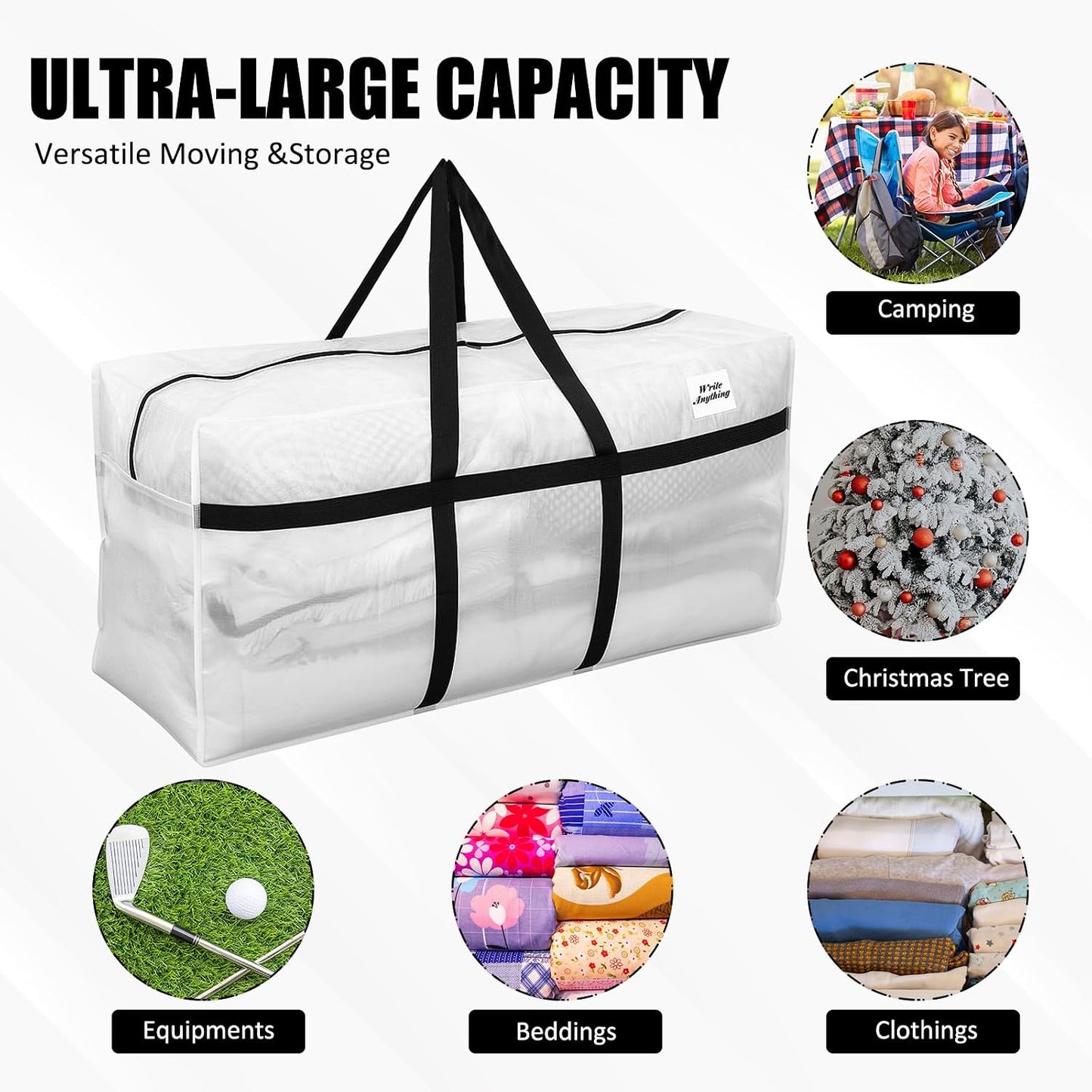 Windyun 4 Pack 57 Gallon Extra Large Moving Bags XXL Heavy Duty Storage Bag with Strong Zipper Handle Jumbo Big Tote Box Foldable for College Dorm Travel Clothes Duffle Blanket Pillow(Red)