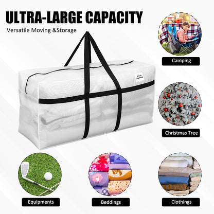 Windyun 4 Pack 57 Gallon Extra Large Moving Bags XXL Heavy Duty Storage Bag with Strong Zipper Handle Jumbo Big Tote Box Foldable for College Dorm Travel Clothes Duffle Blanket Pillow(Red)