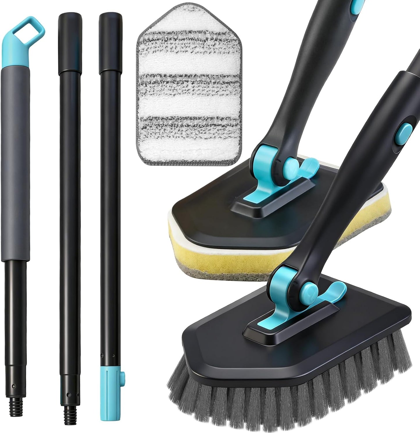 Long Handled Scrub Brush for Shower，3-in-1 Cleaning Brushes with 3 Different Function Cleaning Heads Brush for Shower Cleaning Bathroom Kitchen Walls Tub Tile
