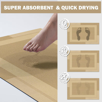 YDKGL Non Slip Bath Mat, Rubber Backing Ultra Thin Bathroom Rugs Fit Under Door Quick Dry Super Absorbent Washable Bath Rug Shower Mat for Bathroom Floor Bathtub Shower Sink, Easy Care Blue 16"x 24"