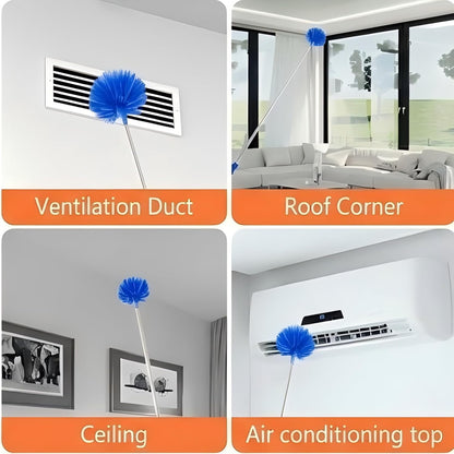 Duster Cleaning Kit 4 Pack, with Extra Long Extension Pole 110 inch,Washable Dusters for Cleaning Furniture, Ceiling Fan,Blinds, Baseboard, Cobwebs, Car, Home & Office Cleaning Supplies