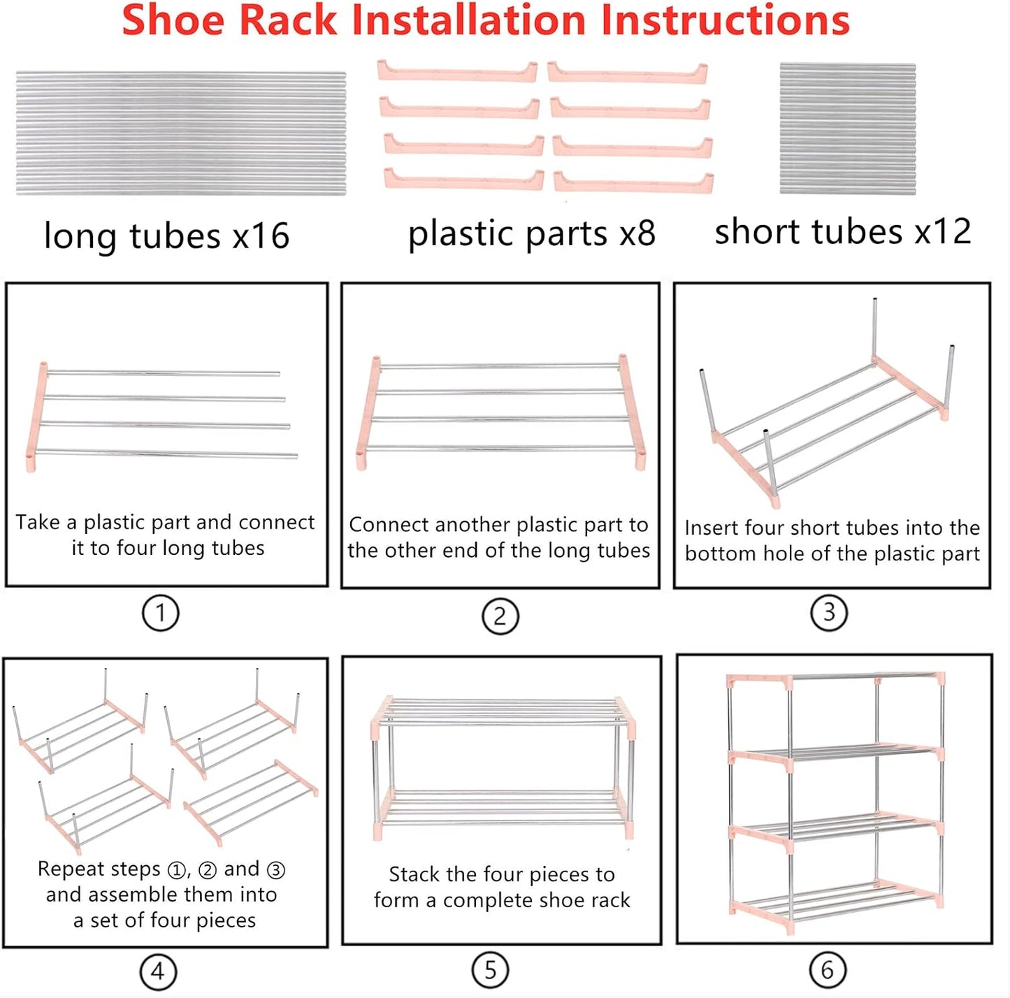 Jucaifu Stackable Small Shoe Rack, Entryway, Hallway and Closet Space Saving Storage and Organization (3-Tier, White)