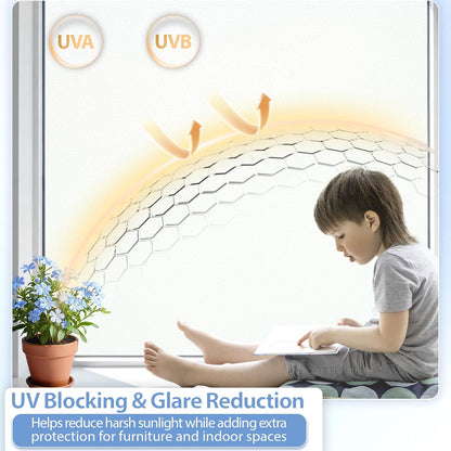 GTJ Frosted Window Privacy Film, Static Cling No Glue Removable Reusable, UV Blocking Glare & Heat Reduction, for Bathroom Glass Door Home Office, 17.5" x 78.7"in