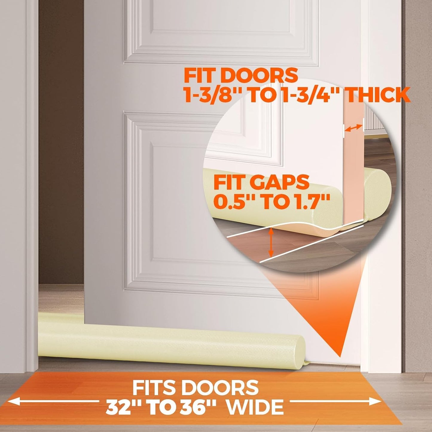 Holikme Door Draft Stopper Door Sweep Weather Stripping Noise Blocker Window Breeze Blocker Adjustable Draft Door Closers, Grey