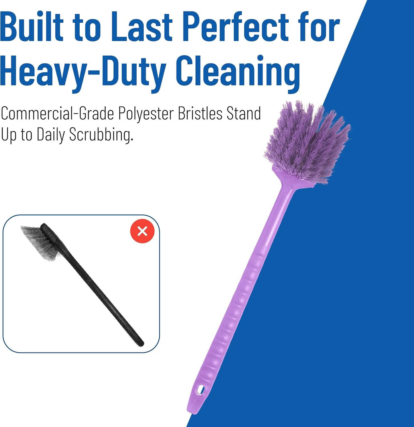 SPARTA 20" Floater Scrub Brush with Long Handle, Oil-Resistant Polyester Bristles, Multiple Trim Angles, Foam-Injected Polymer Block, Commercial Cleaning Tool, Orange