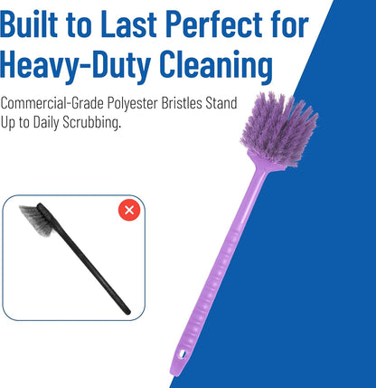 SPARTA 20" Floater Scrub Brush with Long Handle, Oil-Resistant Polyester Bristles, Multiple Trim Angles, Foam-Injected Polymer Block, Commercial Cleaning Tool, Orange