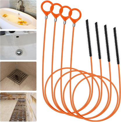32 Inch Snake Drain Hair Removal Tool (6 Pack), Anti-Break Metal with Nylon Coating Sink Snake, Drain Cleaner Hair Catcher Remover for Shower, Bathroom Sink Tub