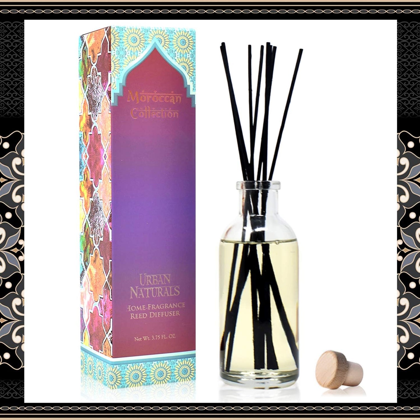 Urban Naturals Smoked Vanilla Reed Diffuser Set with Vanilla Bean, Sandalwood & Leather | Made in the USA - Colors C