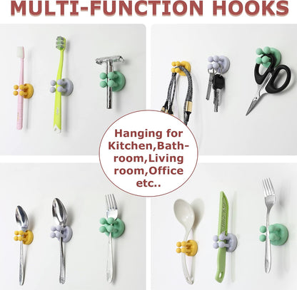 4 pcs Silicone Toothbrush Holder Multi-Function Hook Waterproof self Adhesive Single Toothbrush Hook Plug Holder for Wall for Hanging Bathroom Kitchen Living Room Office