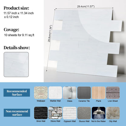 2026 New Upgrade Peel and Stick Backsplash Tile, Peel and Stick 11.34" X 11.57" Wall Tile for Kitchen, Bathroom, Fireplace, Laundry (Beige Ecru, 10 Packs)