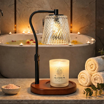 Candle Warmer Lamp - 2/4/8h Timer & Stepless Dimmable Candle Lamp with 3.9ft Cord, Adjustable Height Wax Melt Warmer for 2-6'H Jar Candles, Streamlined Flameless Ambiance Light for Bathroom Bedroom