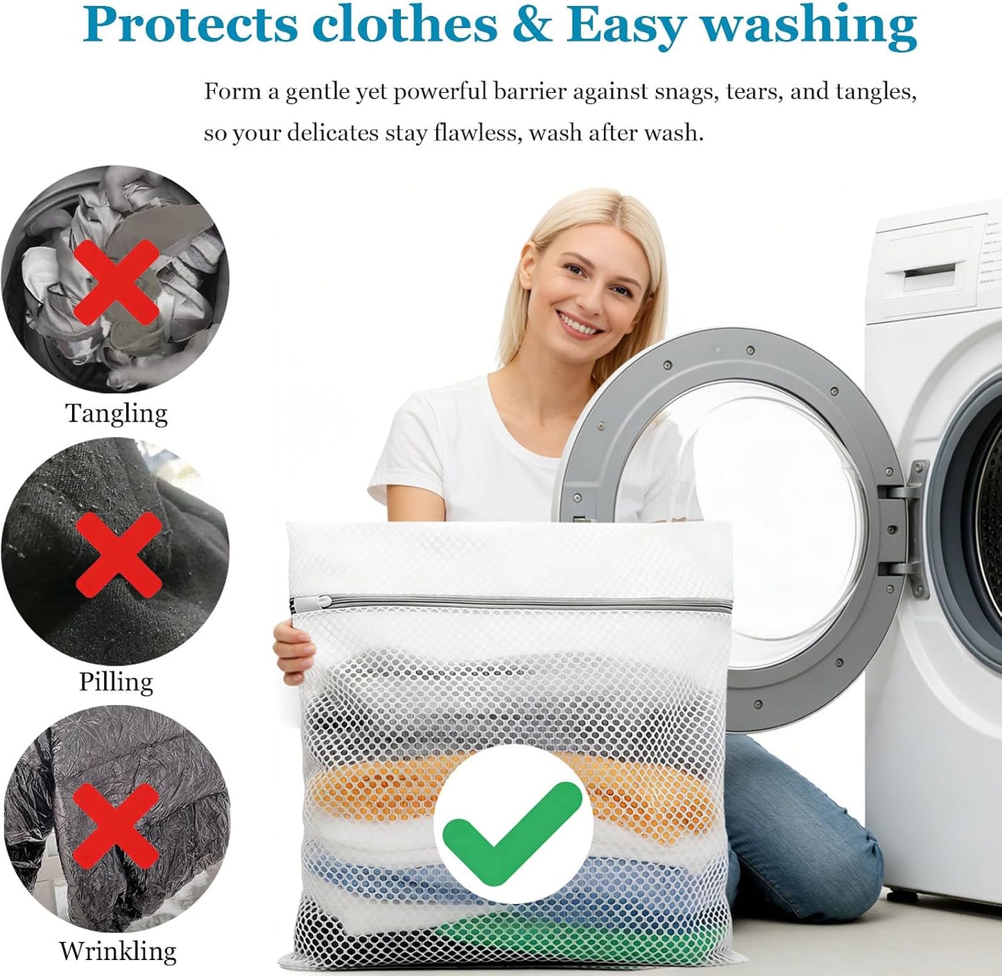 Large Mesh Laundry Bags for Delicates 24 x 24 Inch (Gray XXL -6pcs) | Honeycomb Lingerie Bags for Washing Machine, Travel Storage Organize Bags for Sheets Sweaters Jeans Blankets [6 Pack]
