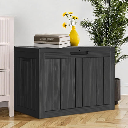 Outdoor Storage Box, 50 Gallon Waterproof Deck Storage Box, Lockable Patio Storage Bins for Package Delivery, Porch, Garden Tool, Cushions, Anti-Theft Weatherproof & UV-Resistant Parcel Drop Box