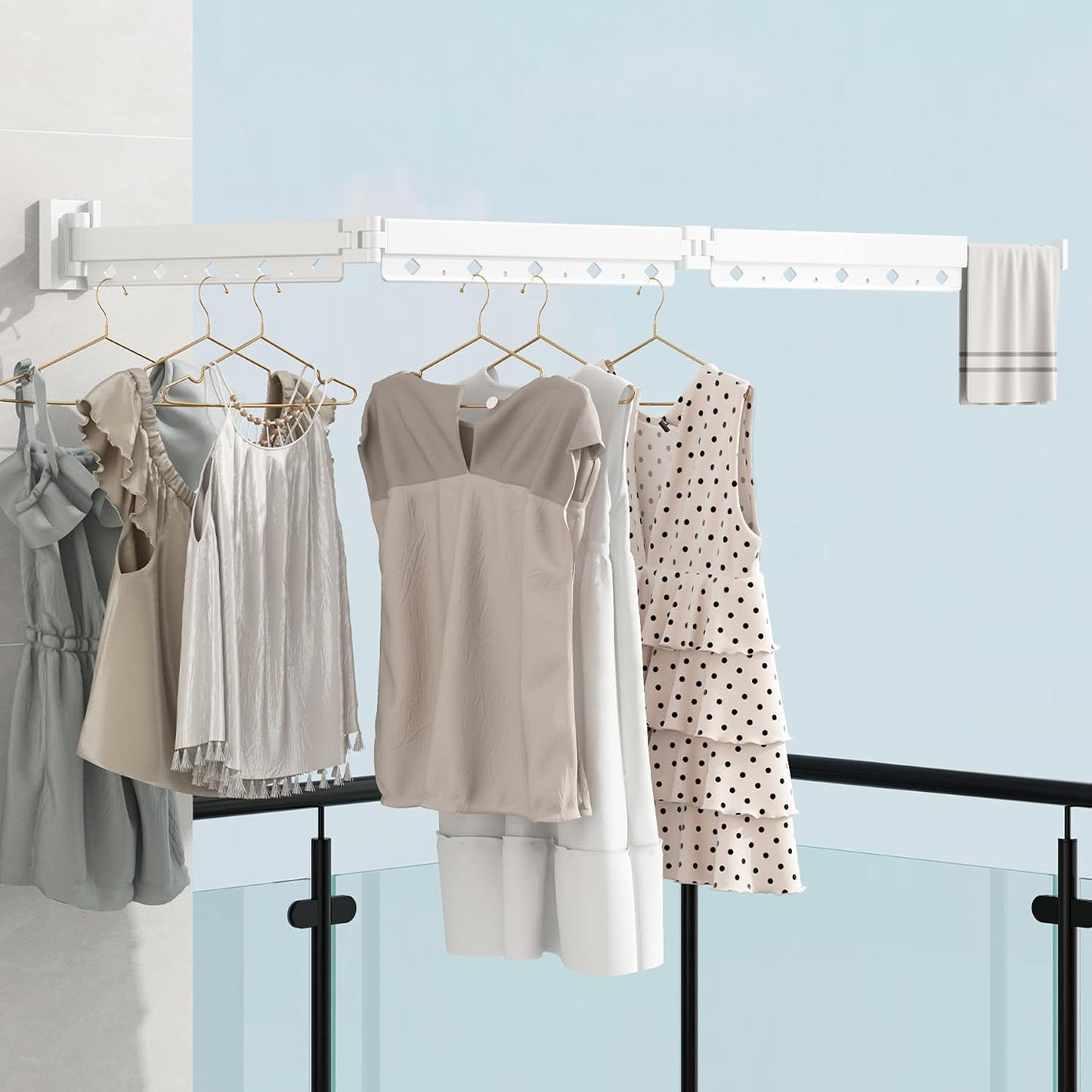 Wall Mounted Clothes Hanger Drying Folding Racks | Full 180° horizontal & vertical pivot