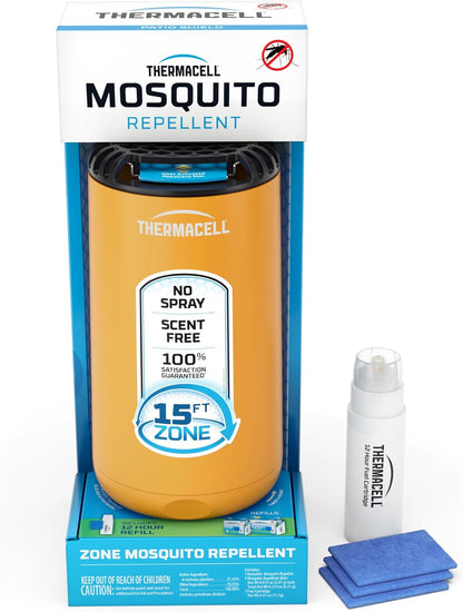 Thermacell Fuel-ZoneGuard Base Fuel Powered Mosquito Repeller; 15-Foot Zone of Scientifically Proven Outdoor Protection; Patio Shield; 12-Hr Refill; DEET-Free; Bug Spray Alternative; Glacial Blue