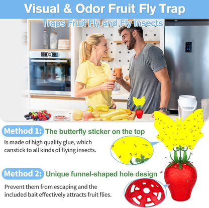 Fruit Fly Traps for Indoors, Gnat Killer Pet&People Safe, Effective Fruit Flies Catcher for Mosquitoes, Gnats, Moths, Durable Flying Insect Trap with Sticky for Home Plants Kitchen Garden