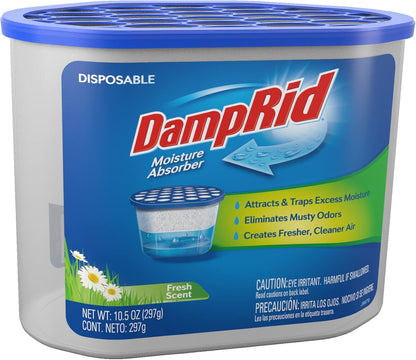 DampRid Fragrance Free Disposable Moisture Absorber - 10.5 oz. Each - 3 Pack – Attracts & Traps Excess Moisture, Eliminates Musty Odors, Creates Fresher, Cleaner Air White
